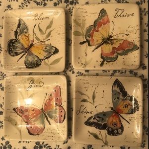 CERTIFIED INTERNATIONAL 6” SQUARE PLATE SUSAN WINGET - BUTTERFLY, Lot of…